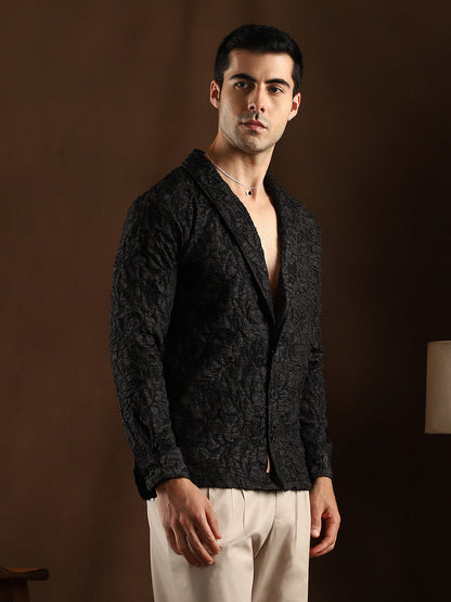 Crushed Shawl Collar Oversized Shirt