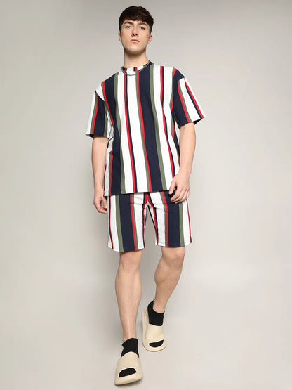 Oversized Unbalanced Striped Co-Ord Set