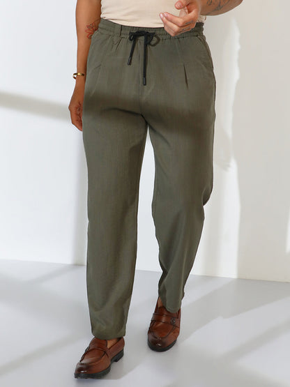 Straight-Fit Linen-Blend Trousers