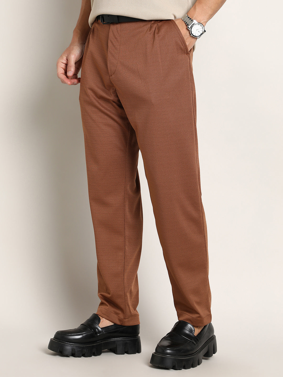 Micro-Check Chino Trousers