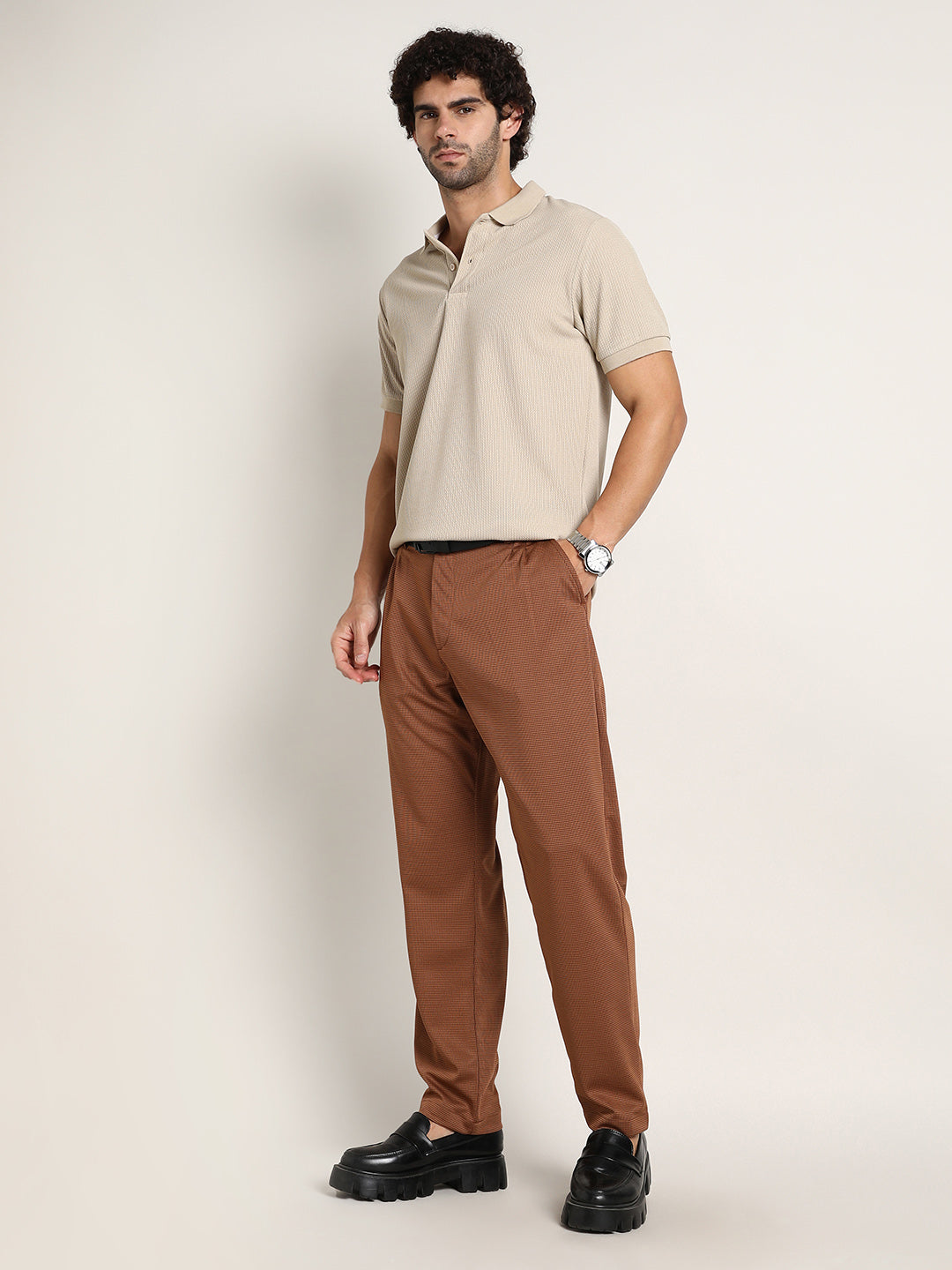 Micro-Check Chino Trousers