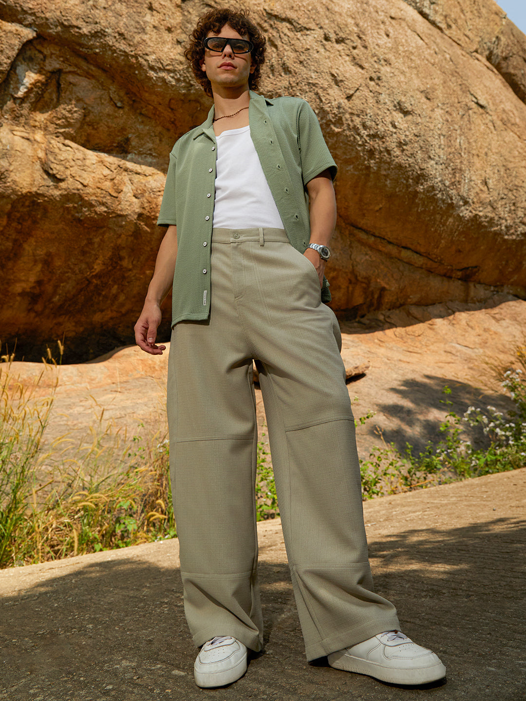 Panelled Baggy Cargo Trousers