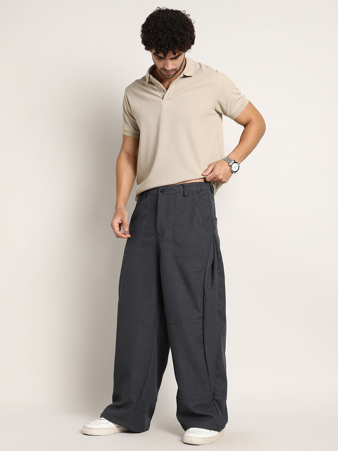 Panelled Baggy Cargo Trousers