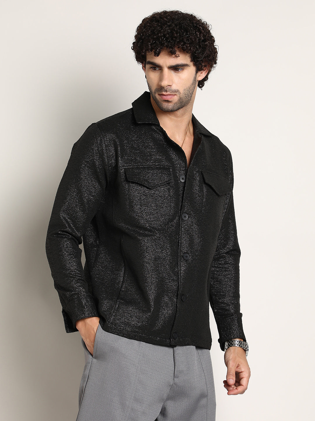 Metallic Utility Shacket