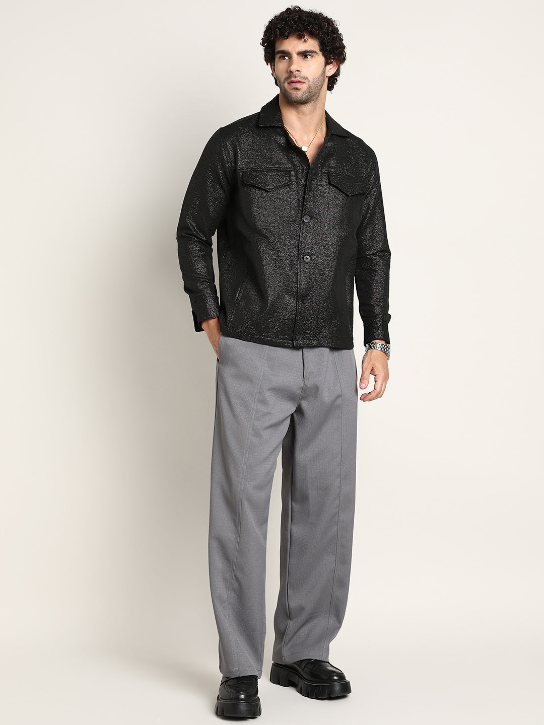 Metallic Utility Shacket