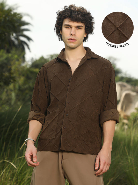 Crosshatch-Tactile Oversized Shirt