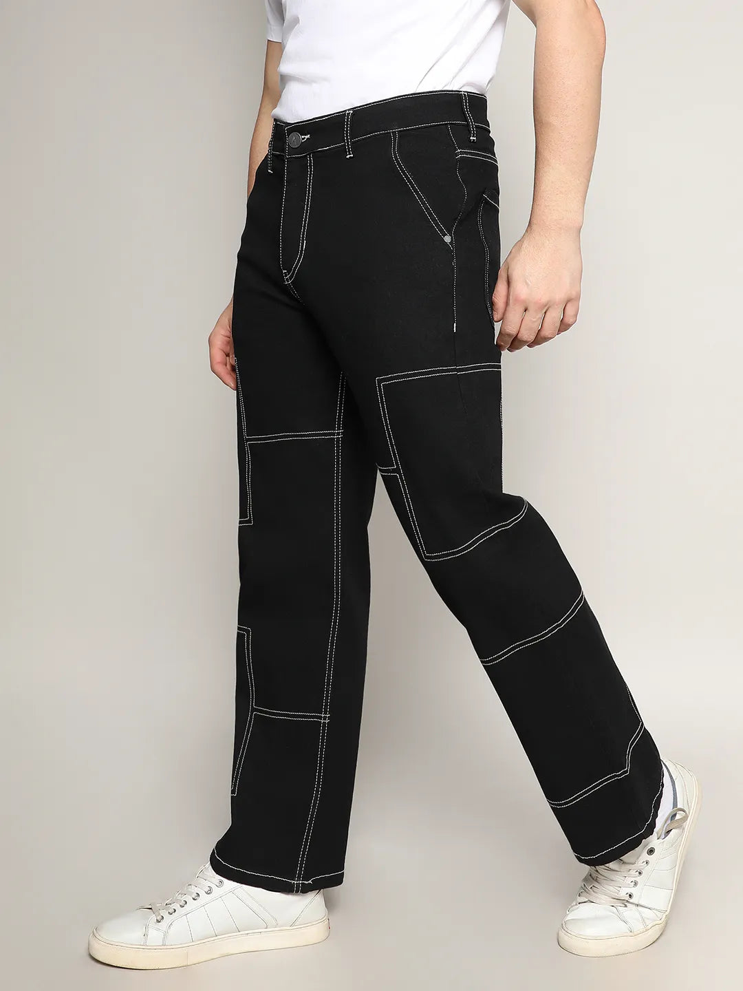 Contrast Stitched Denim Jeans
