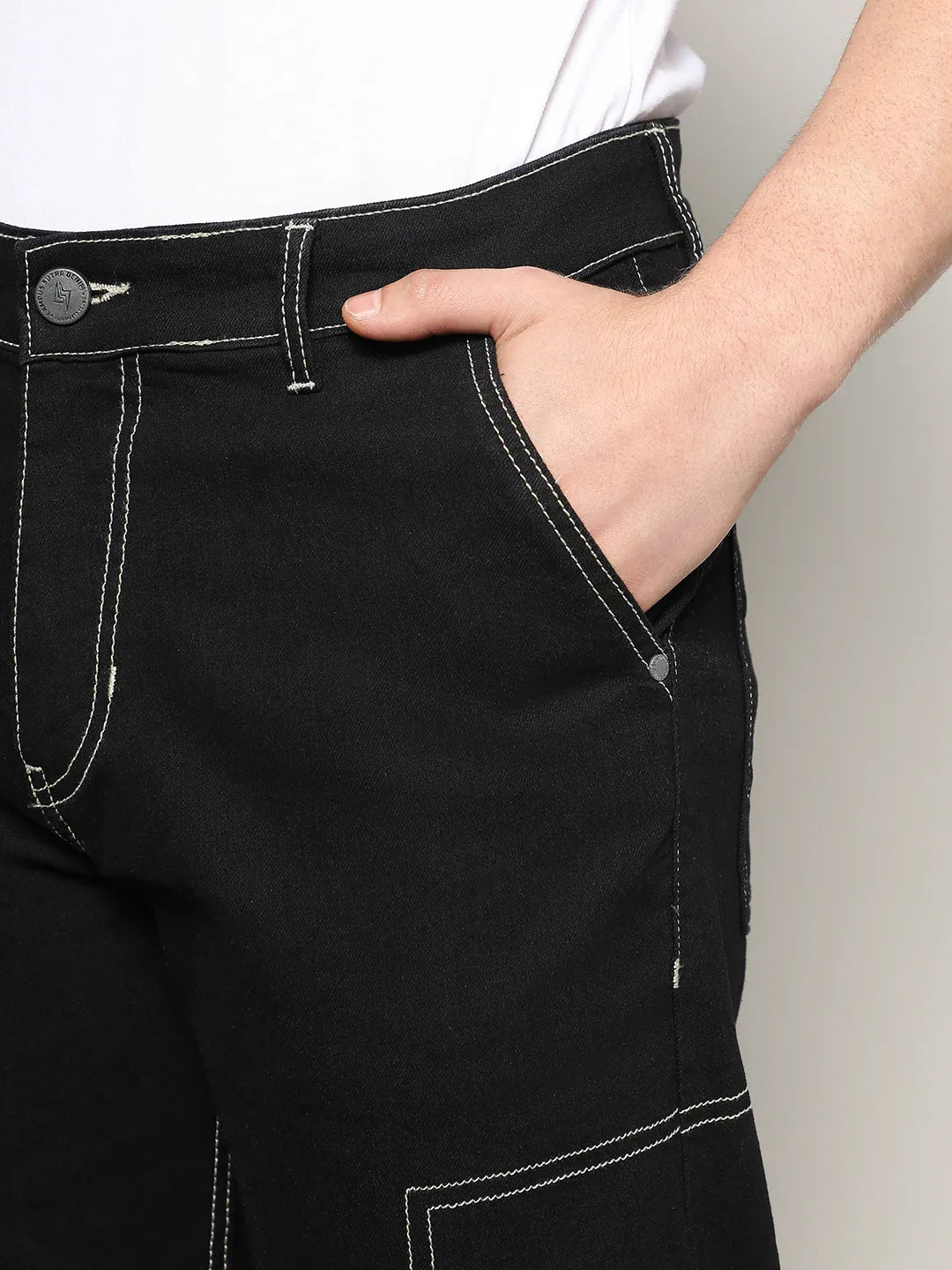 Contrast Stitched Denim Jeans