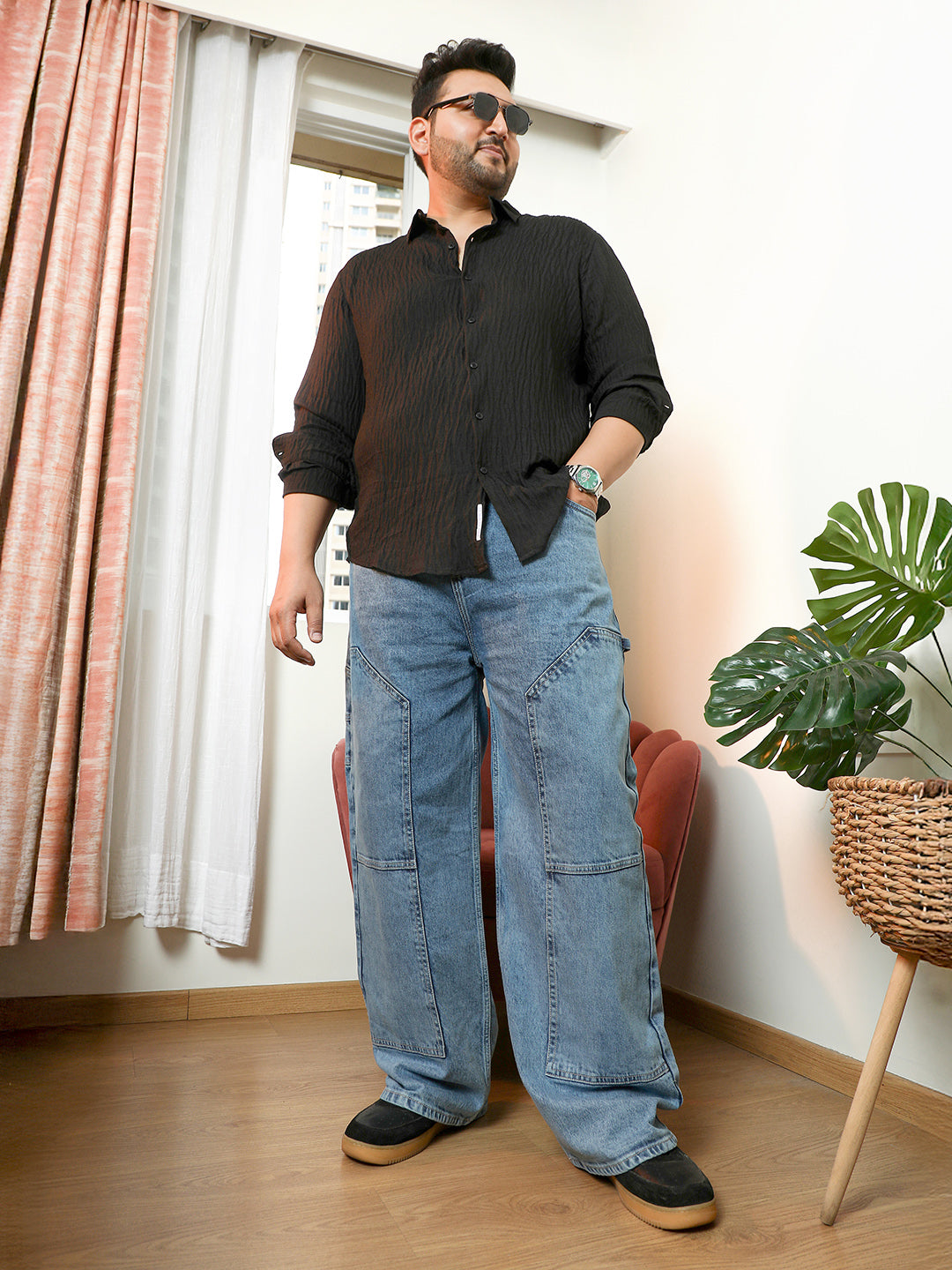 Panelled Straight-Fit Denim Jeans