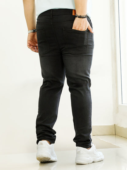 Dark-Wash Distressed Denim Jeans