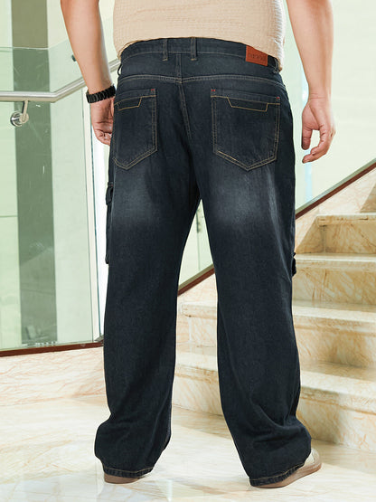 Washed Straight-Leg Denim Jeans