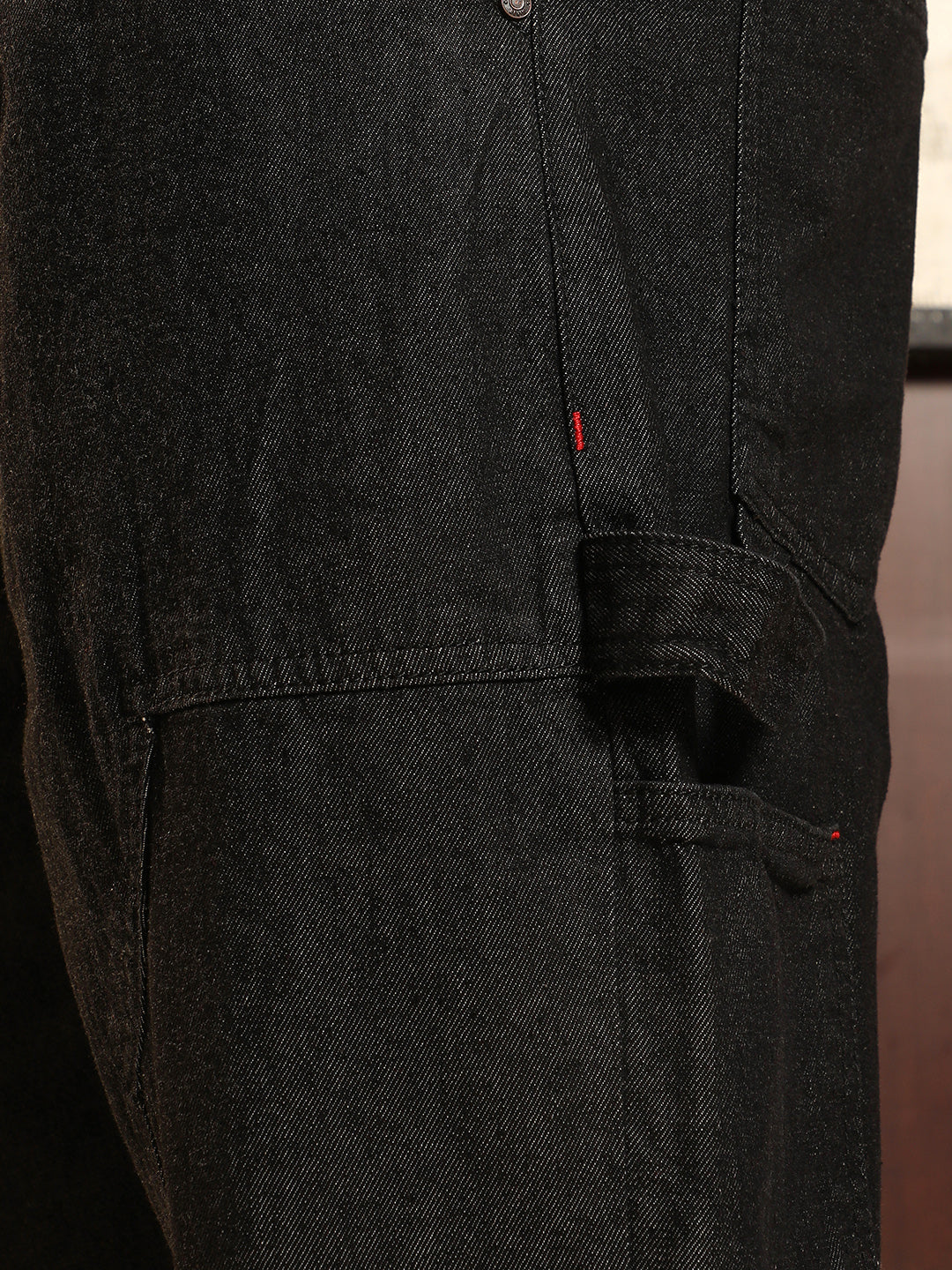 Patched Straight Denim Jeans