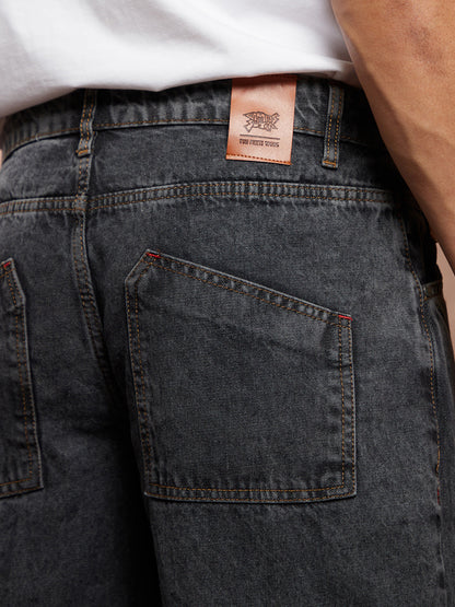 Acid-Wash Utility Denim Jeans