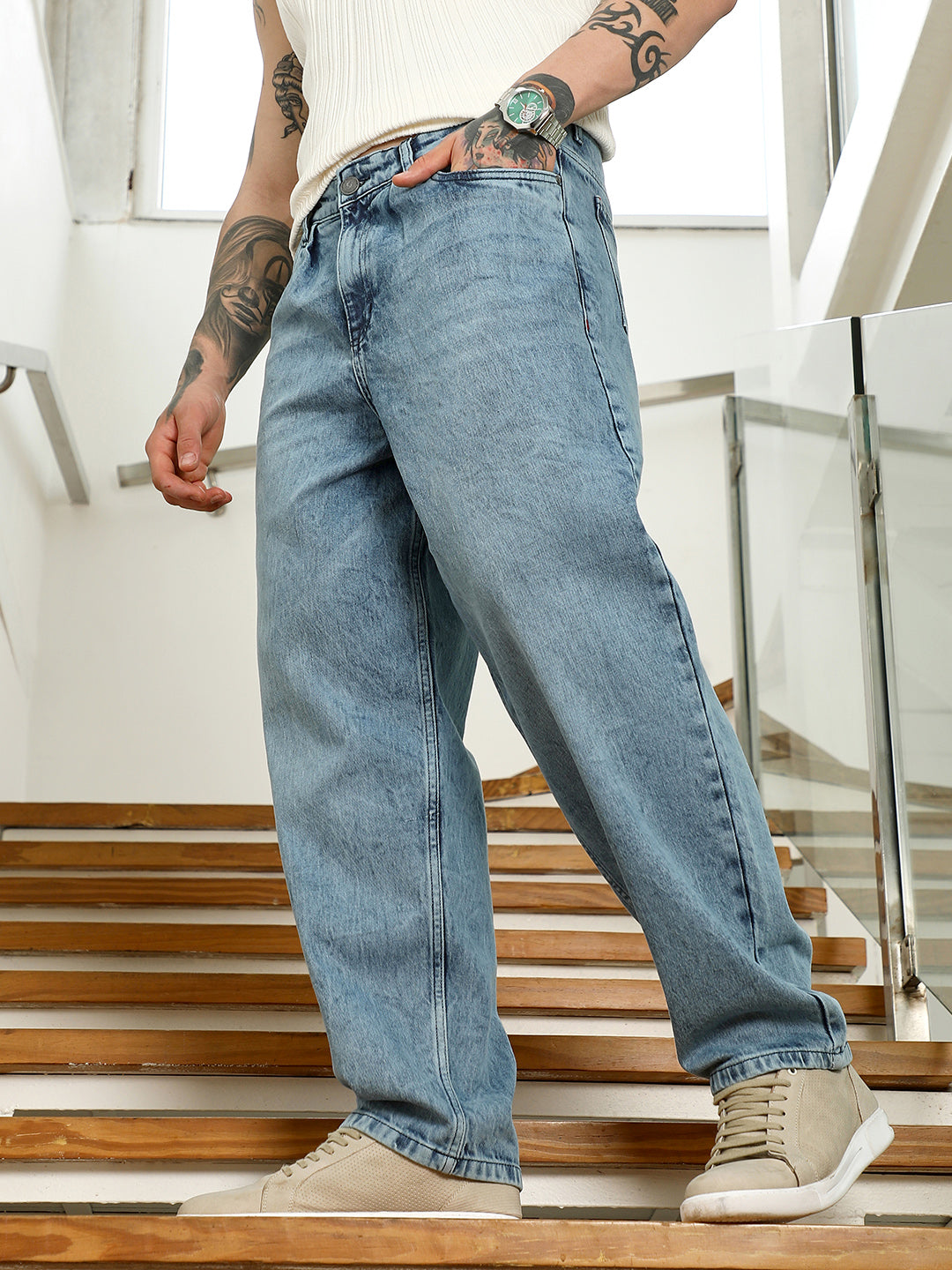 Relaxed Fit Blue Jeans