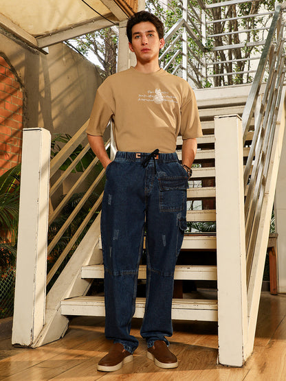 Dark-Wash Utility Denim Jeans