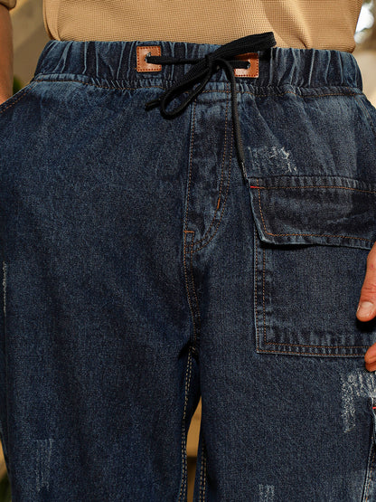 Dark-Wash Utility Denim Jeans