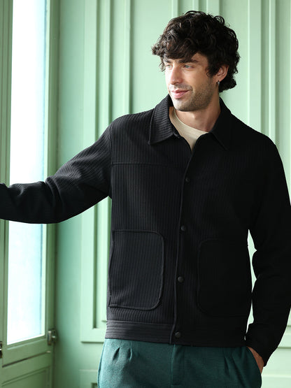 Crease-Tactile Panelled Jacket