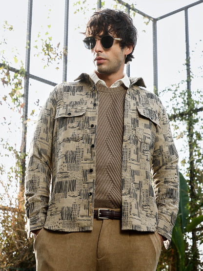 Scratch-Jacquard Utility Shirt