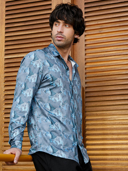 Panel-Swirl Imprint Shirt
