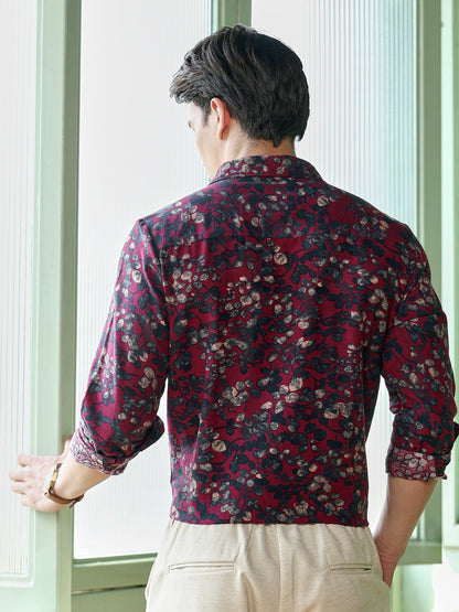 Men's Maroon Floral Shirt