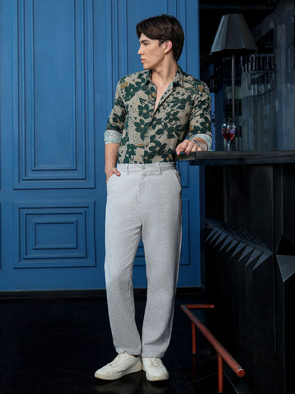Men's Dark Green Floral Shirt