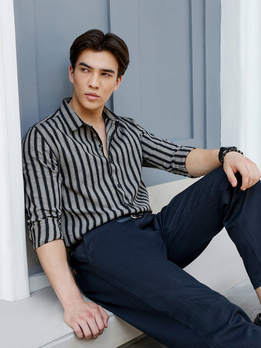 Men's Shirt Poly Cotton Yarn Dyed Stripes
