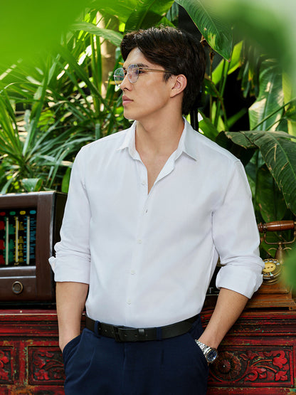 Men's White Solid Shirt
