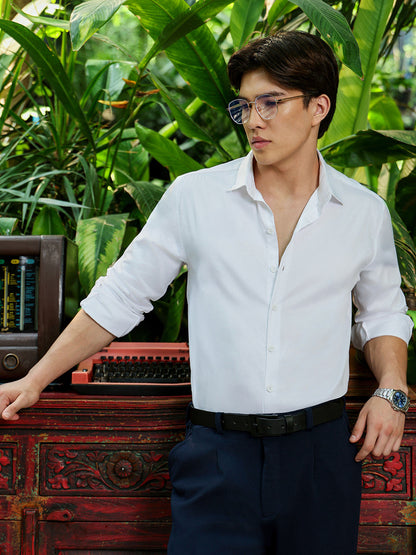 Men's White Solid Shirt