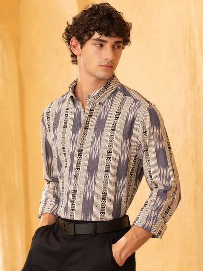 Jacquard Button-Down Regular Fit Shirt