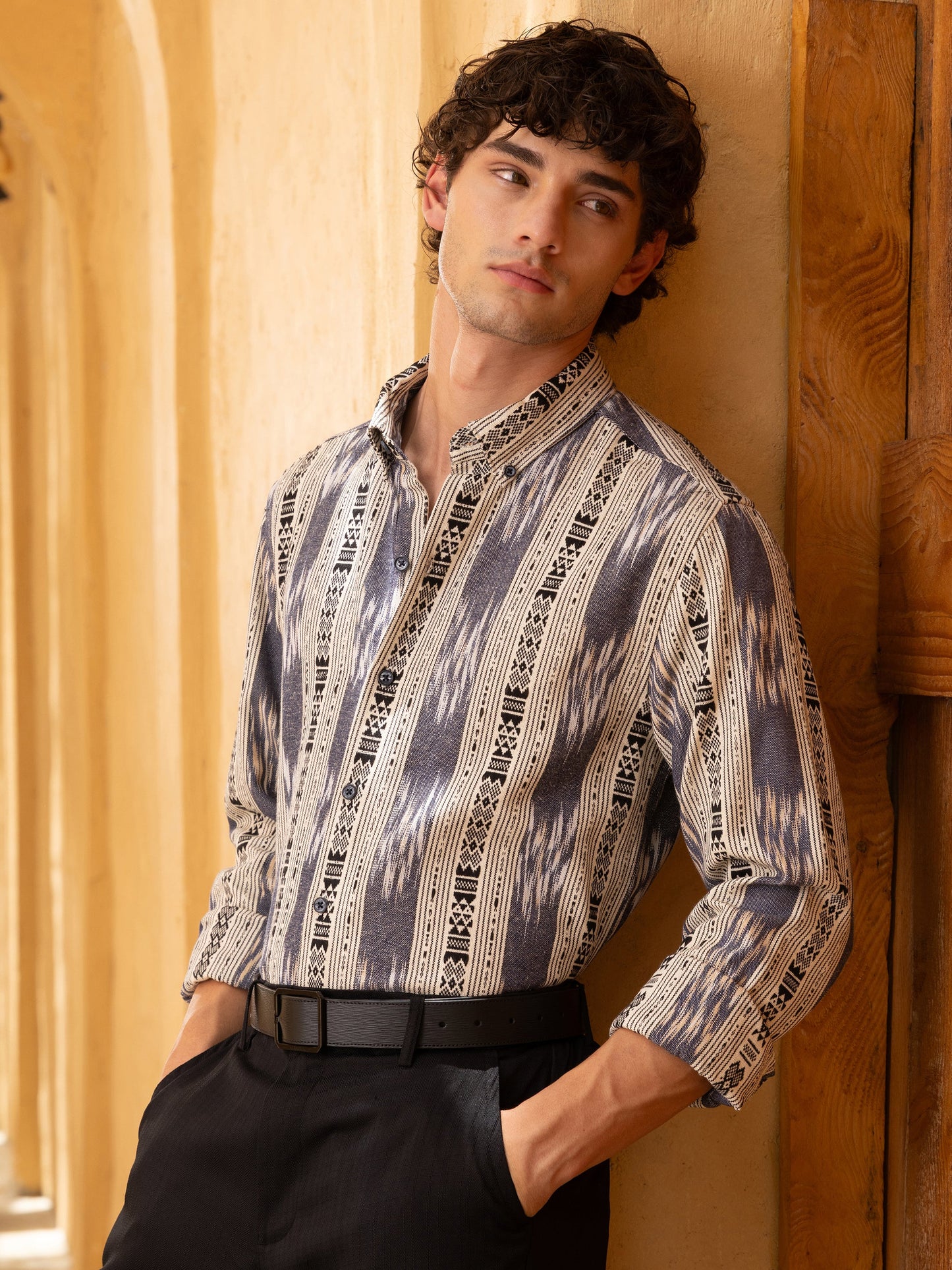 Jacquard Button-Down Regular Fit Shirt