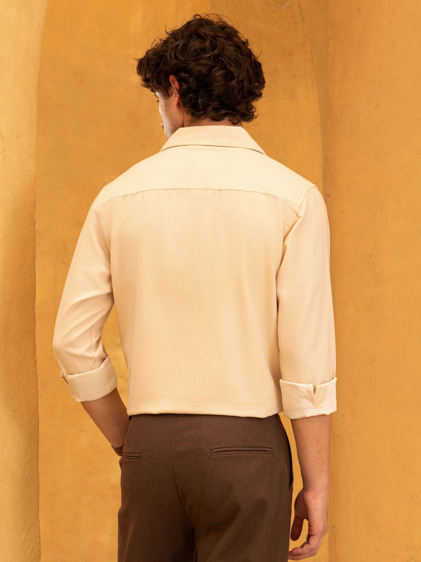 Flap Pocket Cuban Collar Regular Fit Shirt