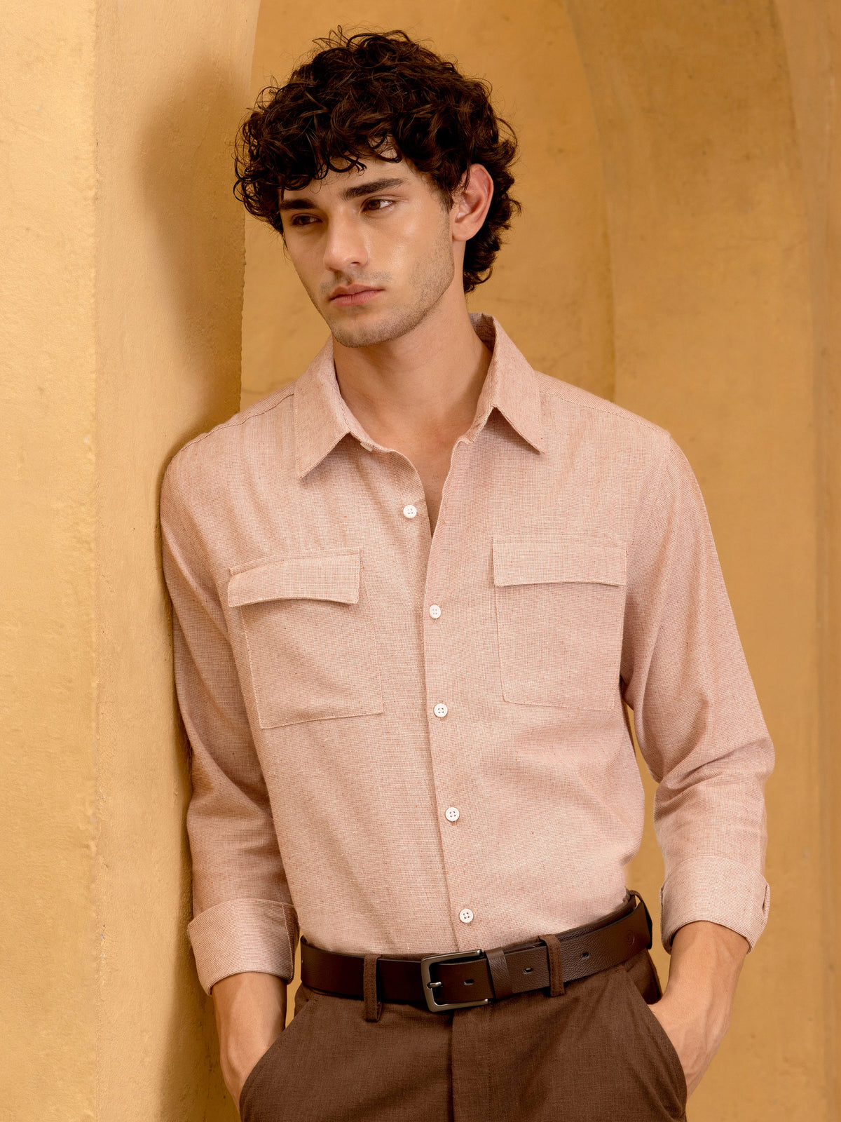 Flap Pocket Soild Regular Fit Shirt