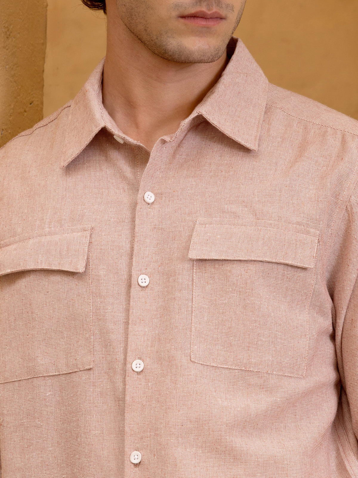 Flap Pocket Soild Regular Fit Shirt