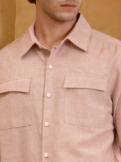 Flap Pocket Soild Regular Fit Shirt