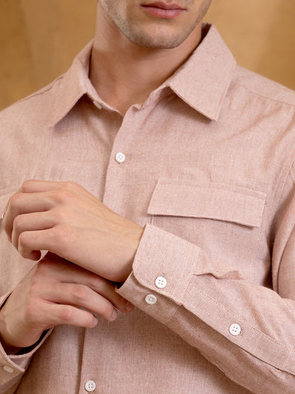 Flap Pocket Soild Regular Fit Shirt