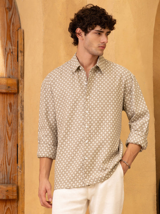 Yarn Dyed Jacquard Regular Fit Shirt