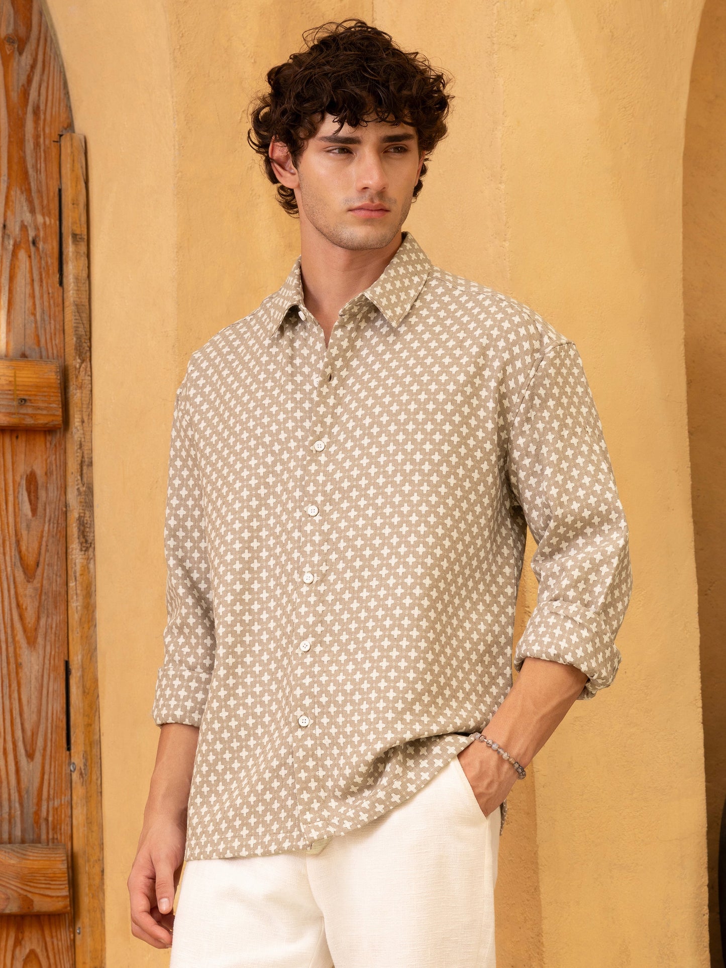 Yarn Dyed Jacquard Regular Fit Shirt