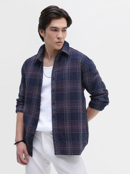 Yarn Dyed Check Oversized Fit Shirt