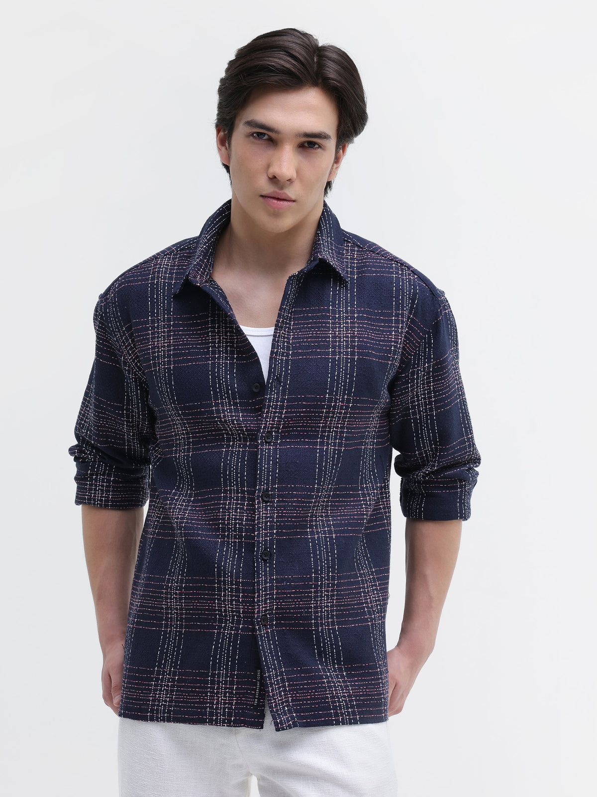 Yarn Dyed Check Oversized Fit Shirt