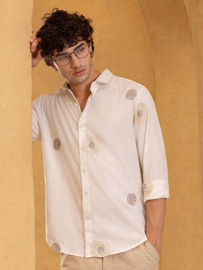 All Over Embroidered Regular Fit Shirt