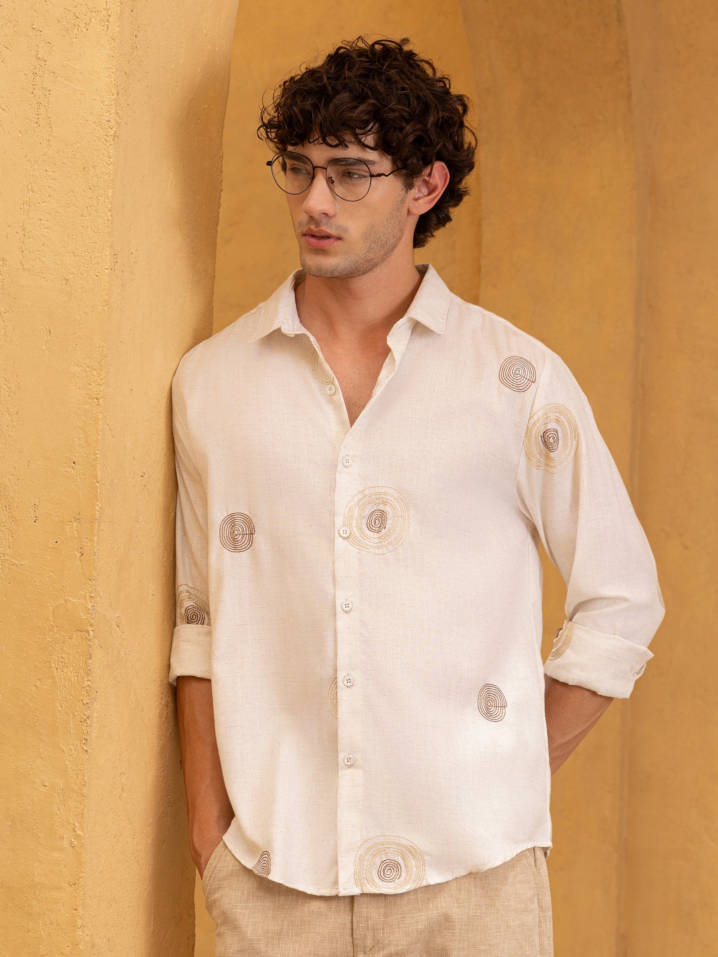 All Over Embroidered Regular Fit Shirt