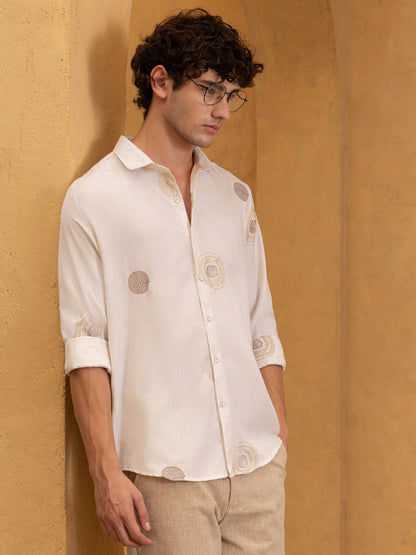 All Over Embroidered Regular Fit Shirt
