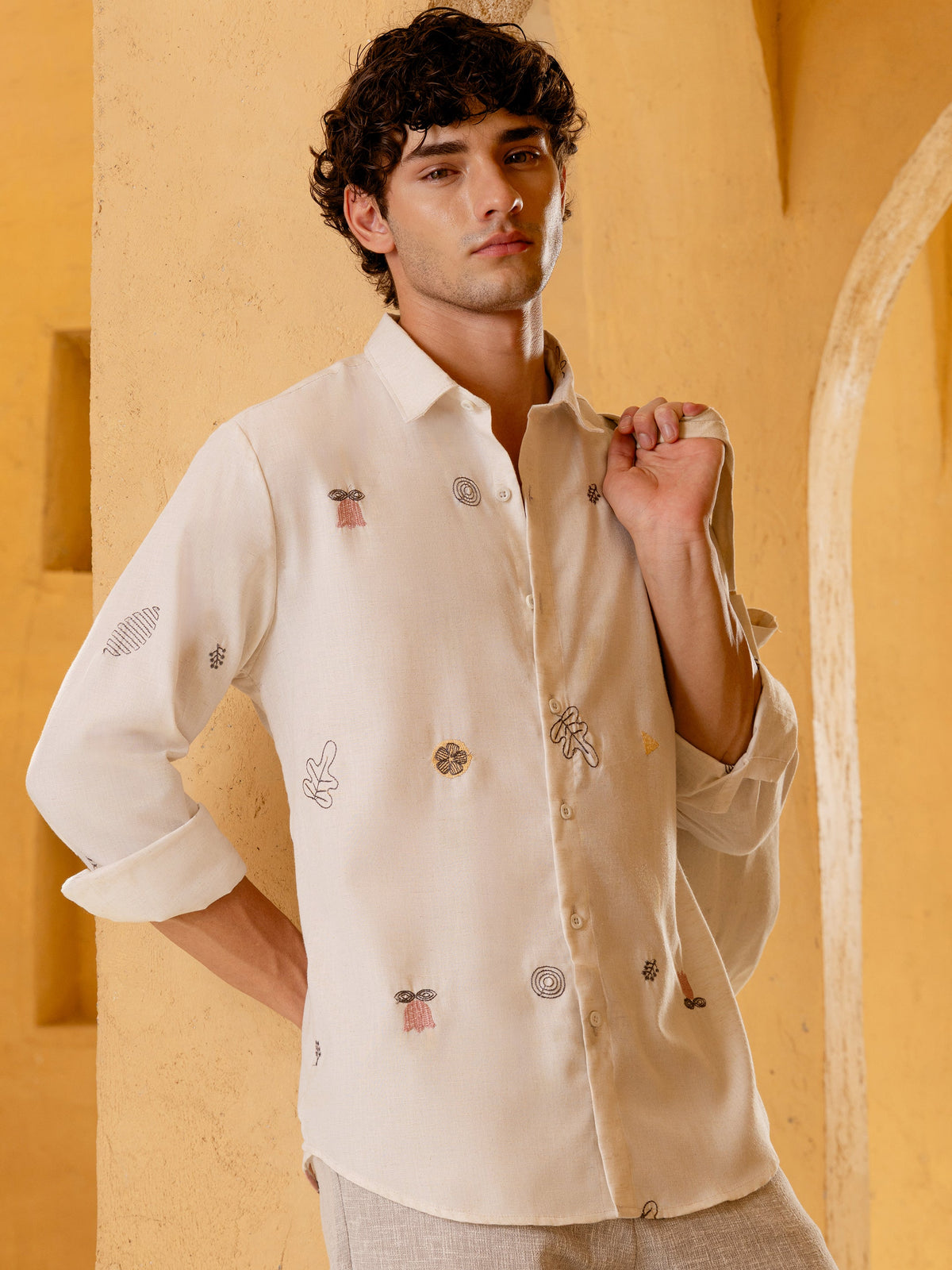 All Over Embroidered Regular Fit Shirt