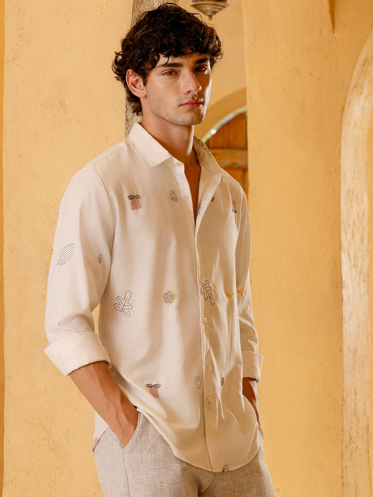 All Over Embroidered Regular Fit Shirt