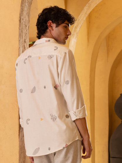 All Over Embroidered Regular Fit Shirt