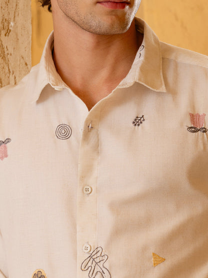 All Over Embroidered Regular Fit Shirt