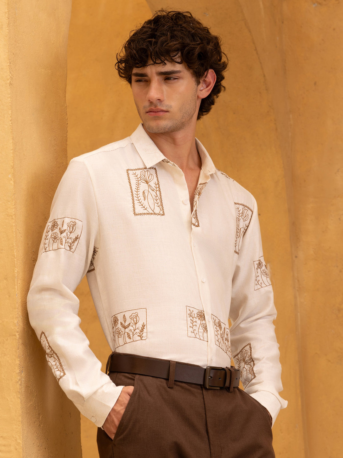 All Over Embroidered Regular Fit Shirt