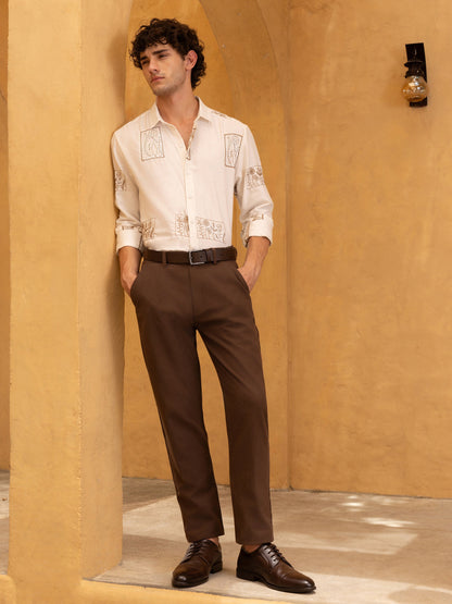 All Over Embroidered Regular Fit Shirt