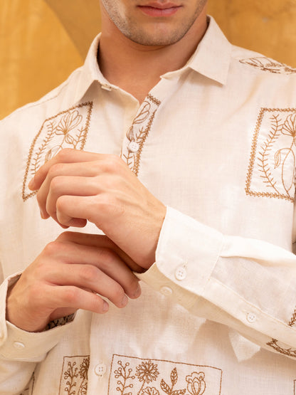 All Over Embroidered Regular Fit Shirt