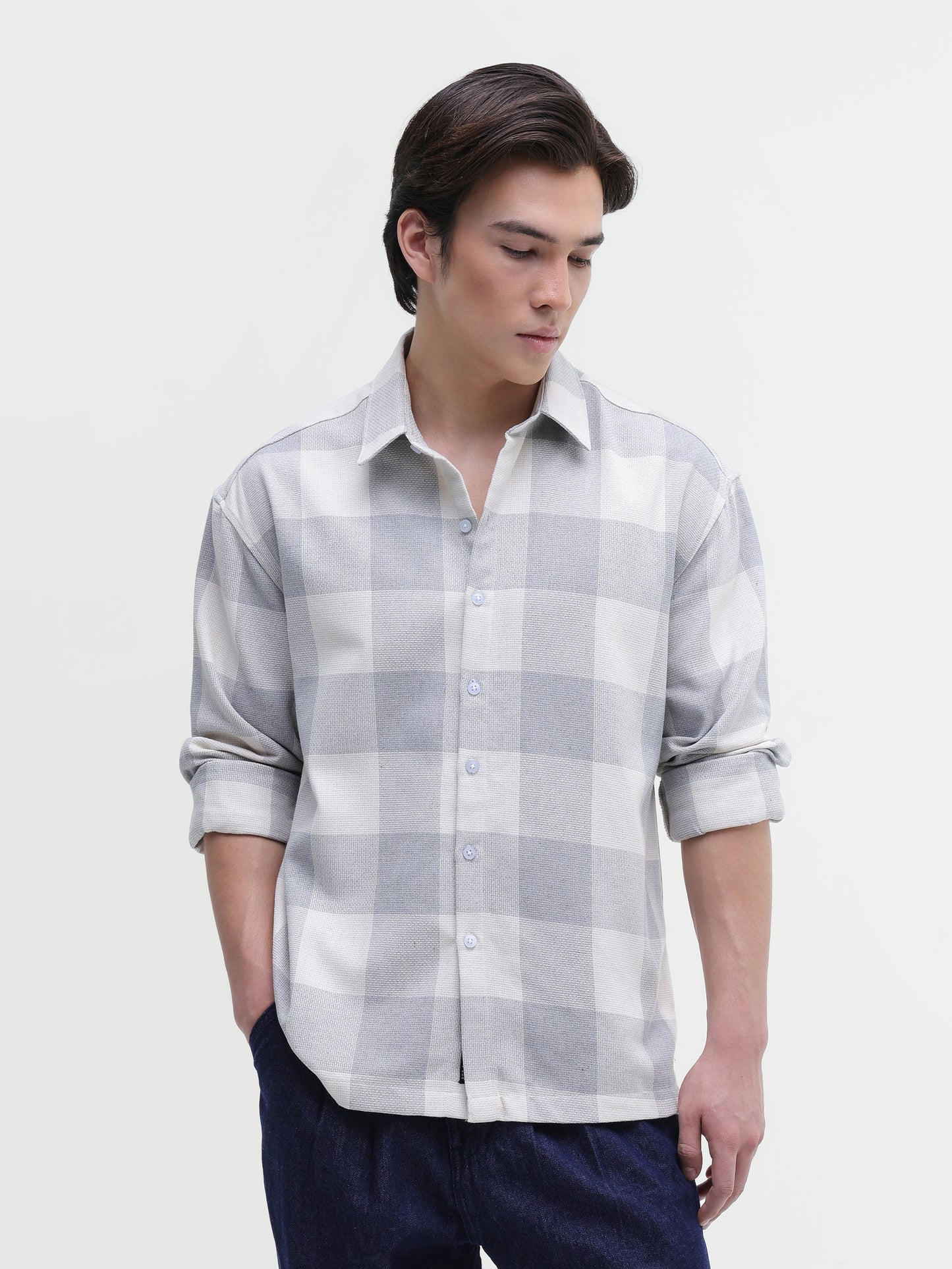Yarn-Dyed Plaid Oversized Fit Shirt